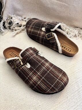 Fitory Brown Plaid Cork Mule Shoes Men’s Size 13